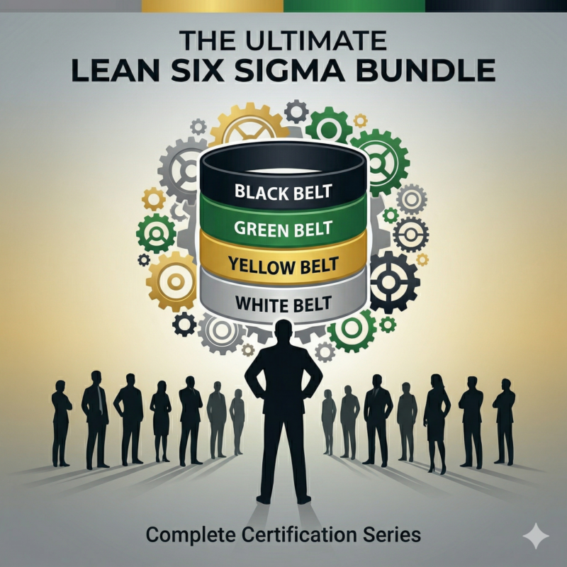 Lean Six Sigma — חבילת הליבה המלאה (White + Yellow + Green + Black Belt)