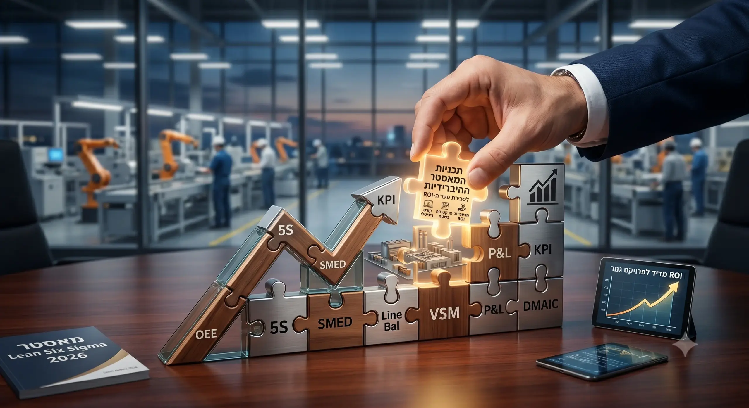 איור: בניית תוכנית מאסטר Lean Six Sigma מכלים תפעוליים לתוצאות ROI מוכחות